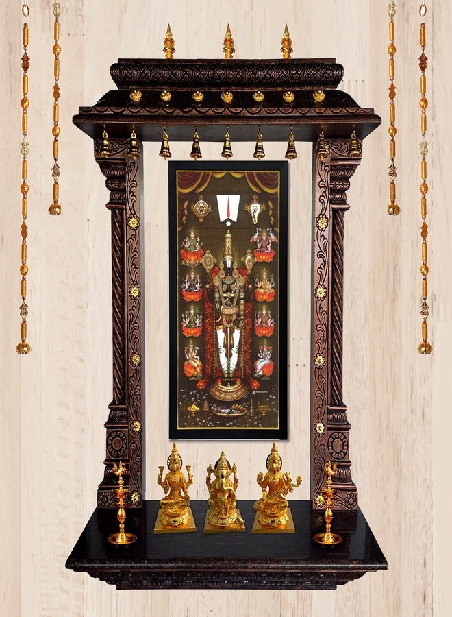 101Temples 101 Temples - Divinity Eternity Spirituality Asta Lakshmi Venkateswara Swamy God Wooden Photo Frame with Wall Hook, 1 Piece | 10” x 13”, Matt Finish - Image 2